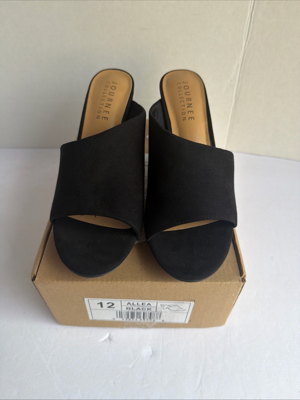 Journee Collection Black Open-Toe Slide Mules